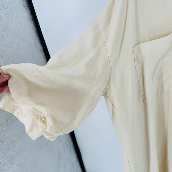 Anthropologie Endless Shirt Dress Cream Beige Button Front Size XL (No Belt) - Picture 7 of 9